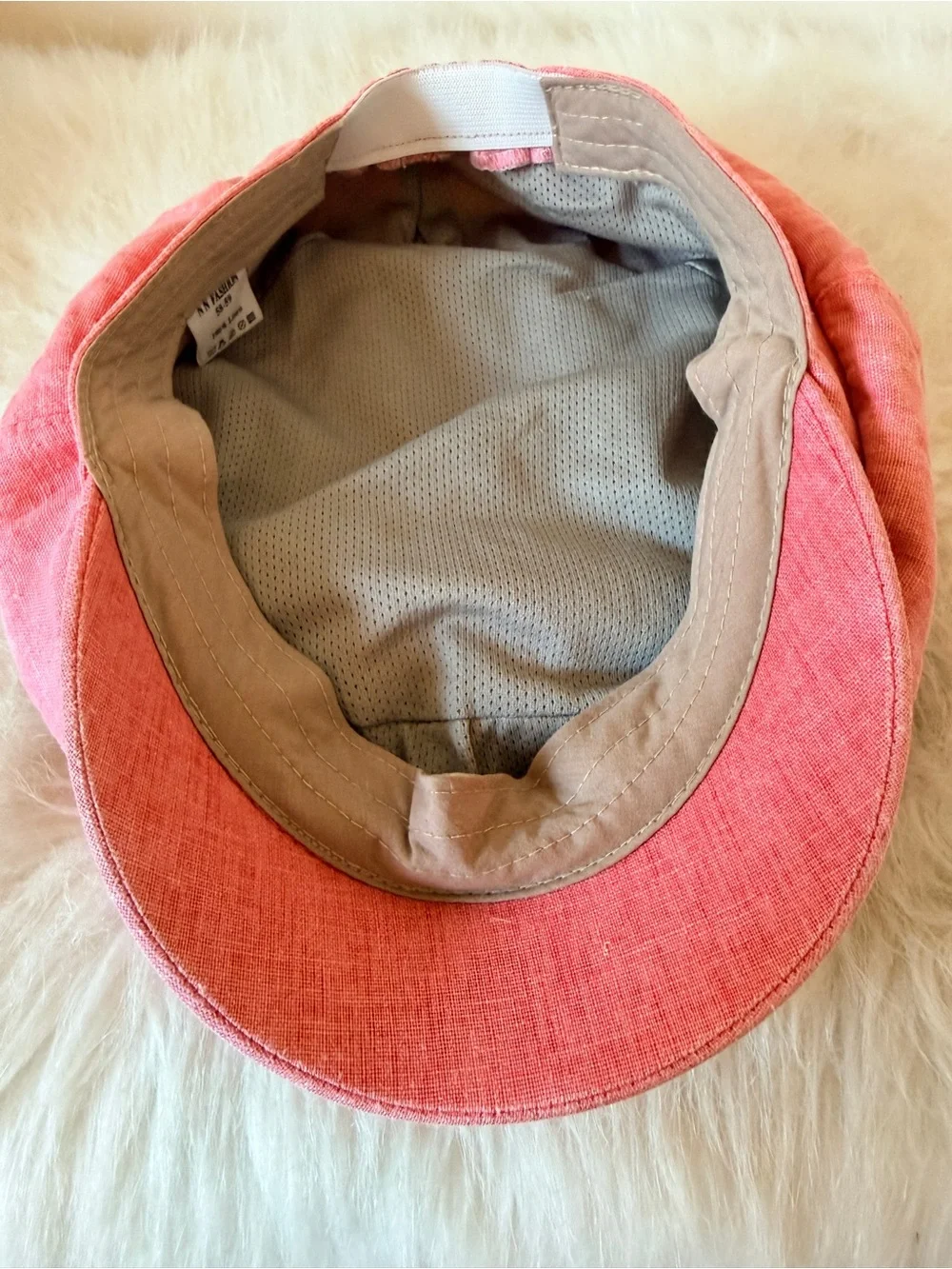 Coral 100% Linen Baker Boy Cap - M